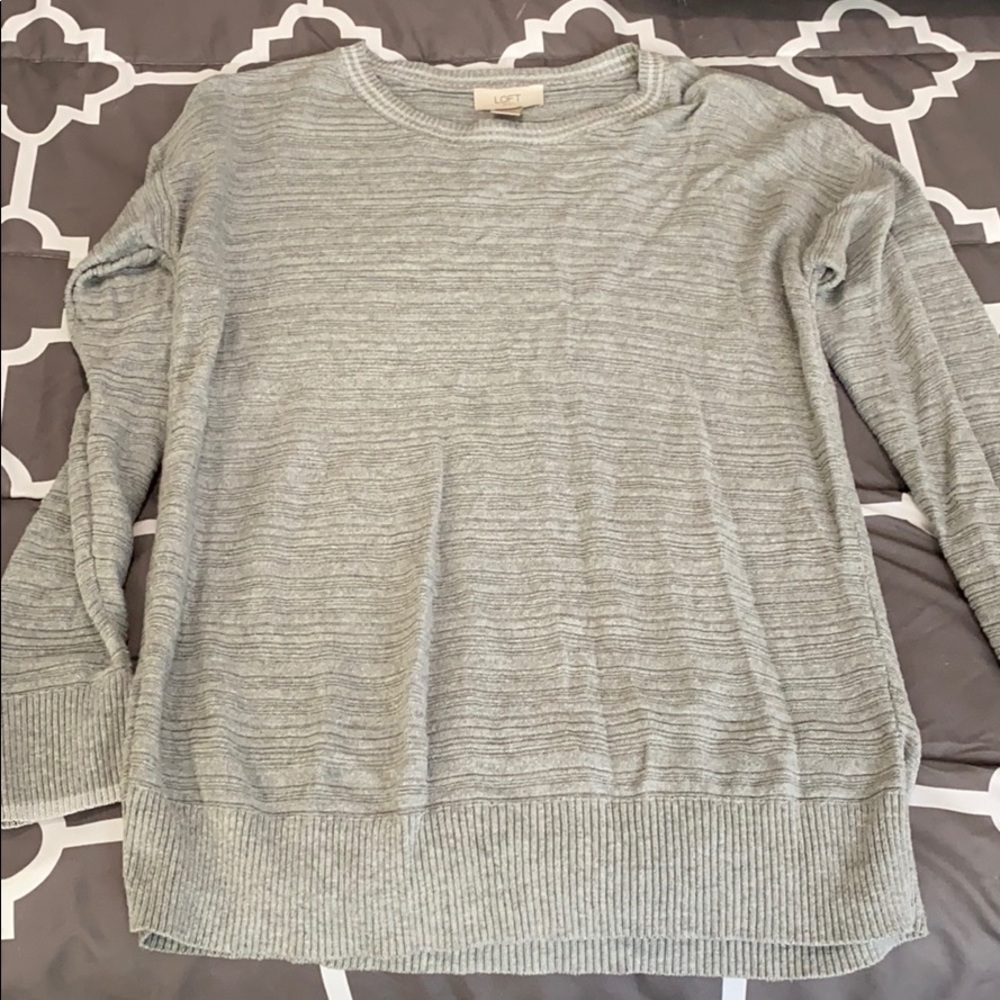Loft grey sweater with shimmery neck